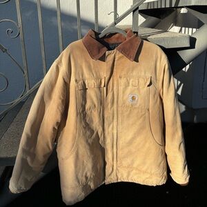 Vintage Carhartt Duck Chore Jacket, Quilt Lined + Corduroy Collar